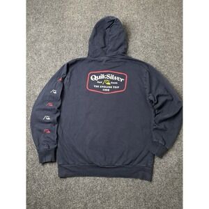 Mens Hoodie Quiksilver Navy Pullover Front Pocket Logo, Size XL